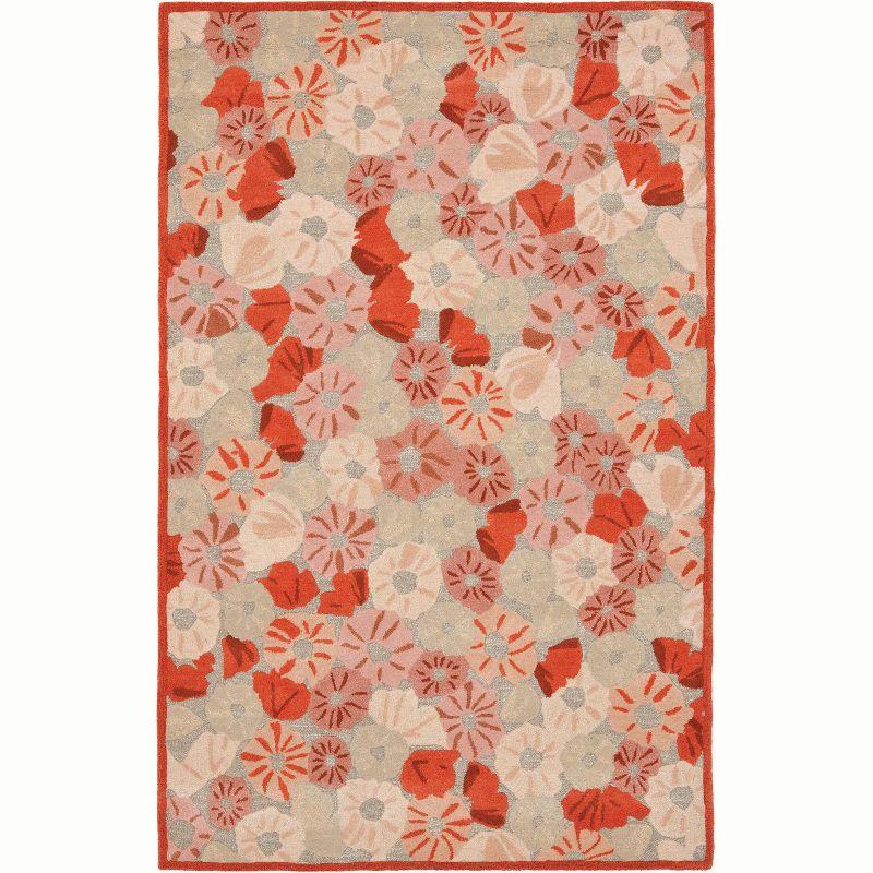 Handmade Poppy Field Cayenne Red Wool & Viscose 8' x 10' Area Rug