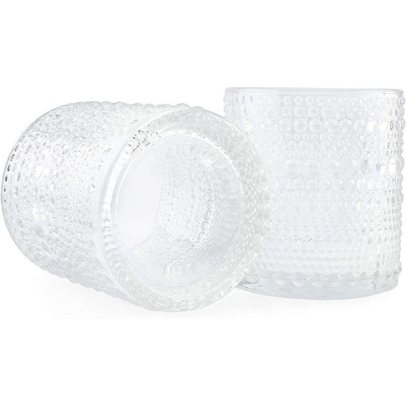 Darware 6oz Little Clear Hobnail Drinking Glasses, 4pk; Old-Fashioned Beverage Glasses for Tabletop, and Bar Use, and Candle Jars