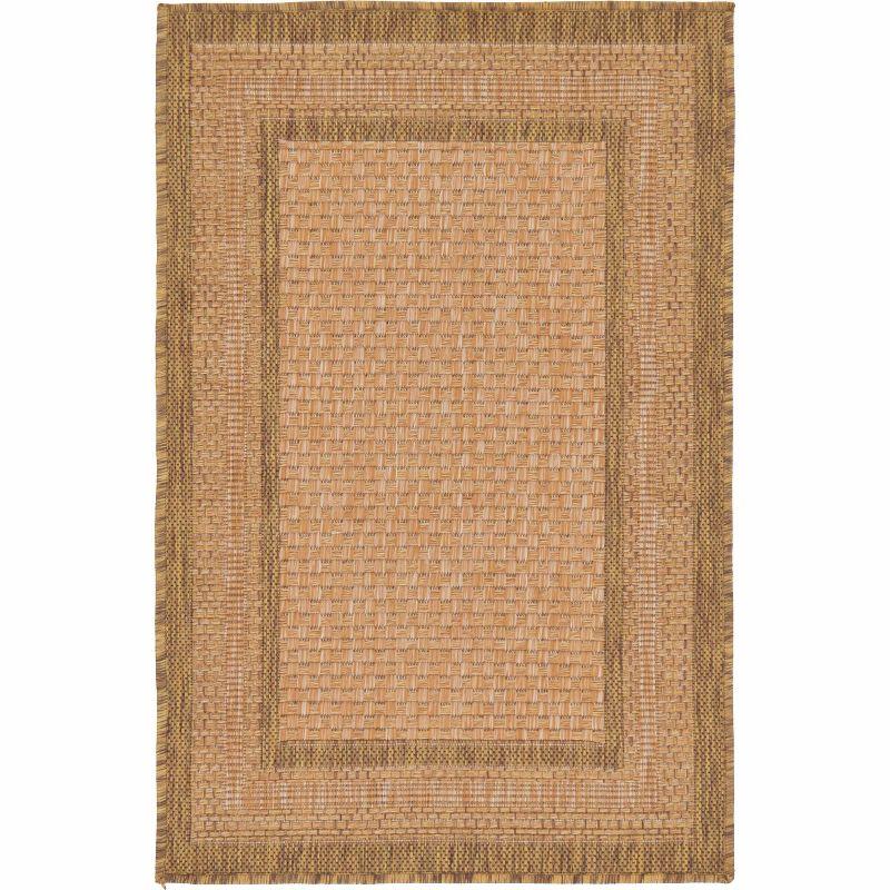 Unique Loom 2' 2 x 3' 0 Tan Outdoor Border Multi Border Area Rug