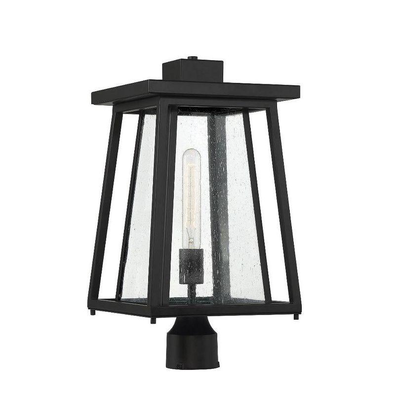 Denver Matte Black Outdoor Post Lantern with Seedy Glass