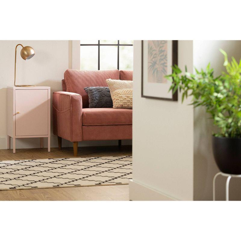 Pale Pink Metal Rectangular End Table with Storage