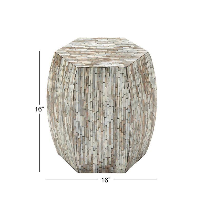 Wrought Studio™ Alissa Mother of Pearl Shell Handmade Shell Mosaic Hexagon Side End Gray Accent Table with Brown Accents
