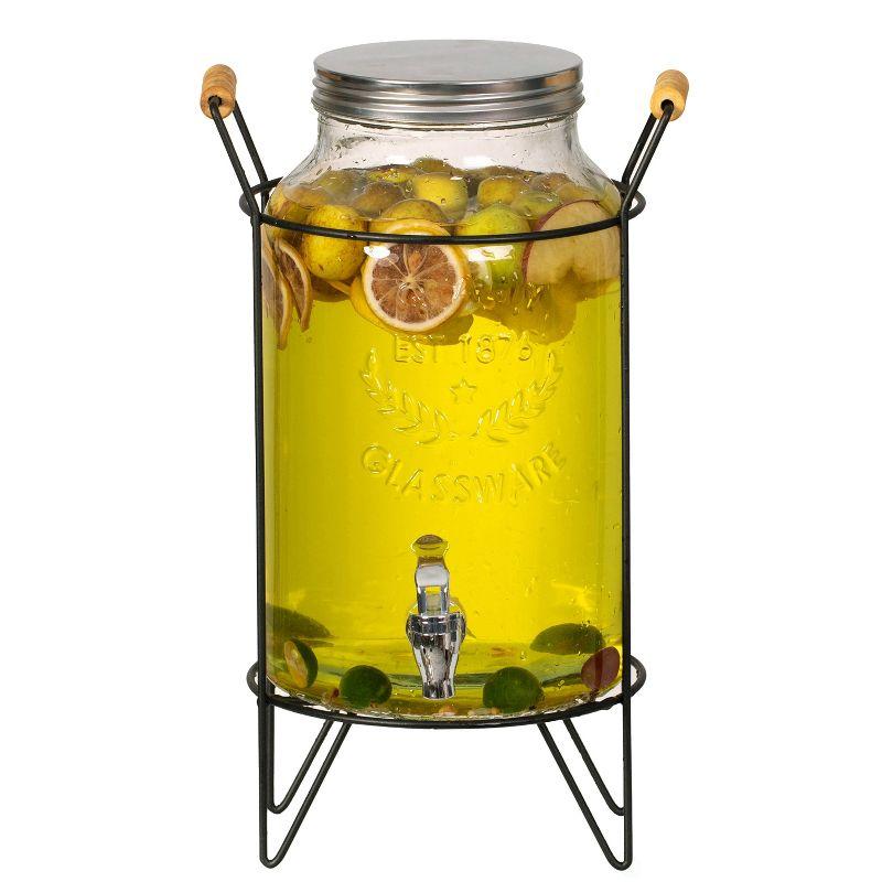 Basicwise Basicwise 1.6-gallon Glass Drink Dispenser With Stainless Steel Spigot – Water And Juice Container, Lemonade Stand, Beverage Dispenser For Parties, Weddings, Birthdays, And Family Business Meetings