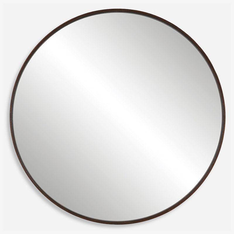 Eden 36" Dark Mahogany Round Wood Mirror