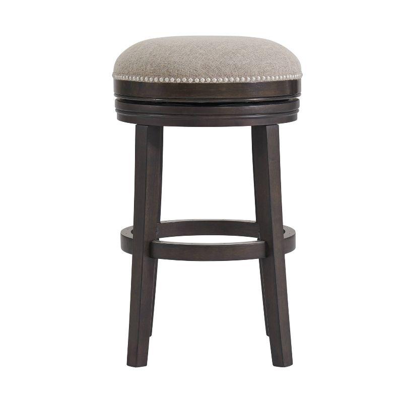 Elegant Dark Brown Swivel Bar Height Stool with Linen Upholstery