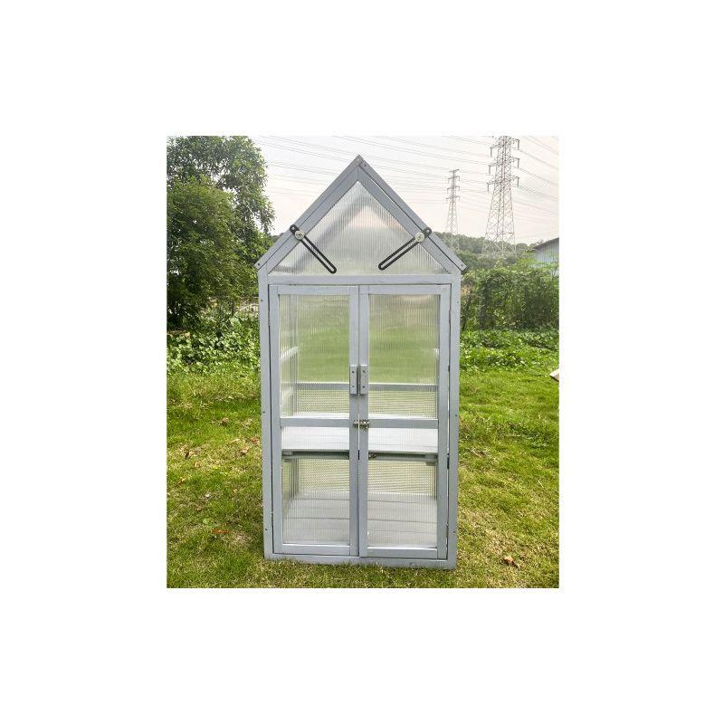 Gray Wooden Mini Greenhouse Kit for Indoor and Outdoor Use