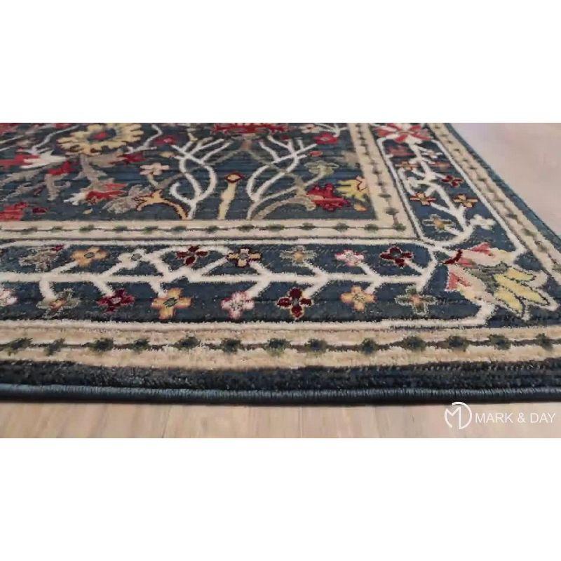 Aaden Hand-knotted Red and Beige Floral Rectangular Rug