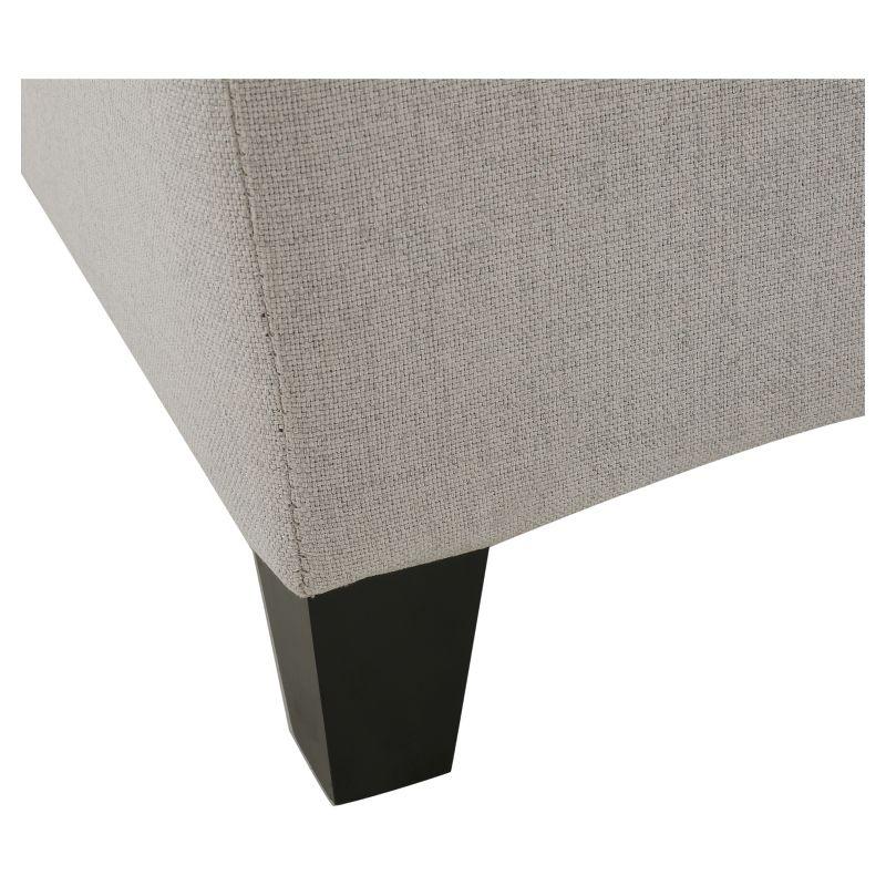 Light Grey Smooth Fabric Tufted Storage Ottoman Bench