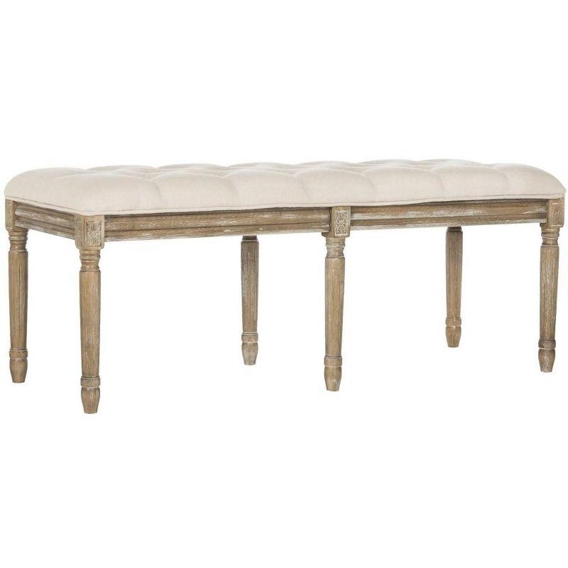 Rocha 47'' Beige and Brown Tufted Wood Storage Bench