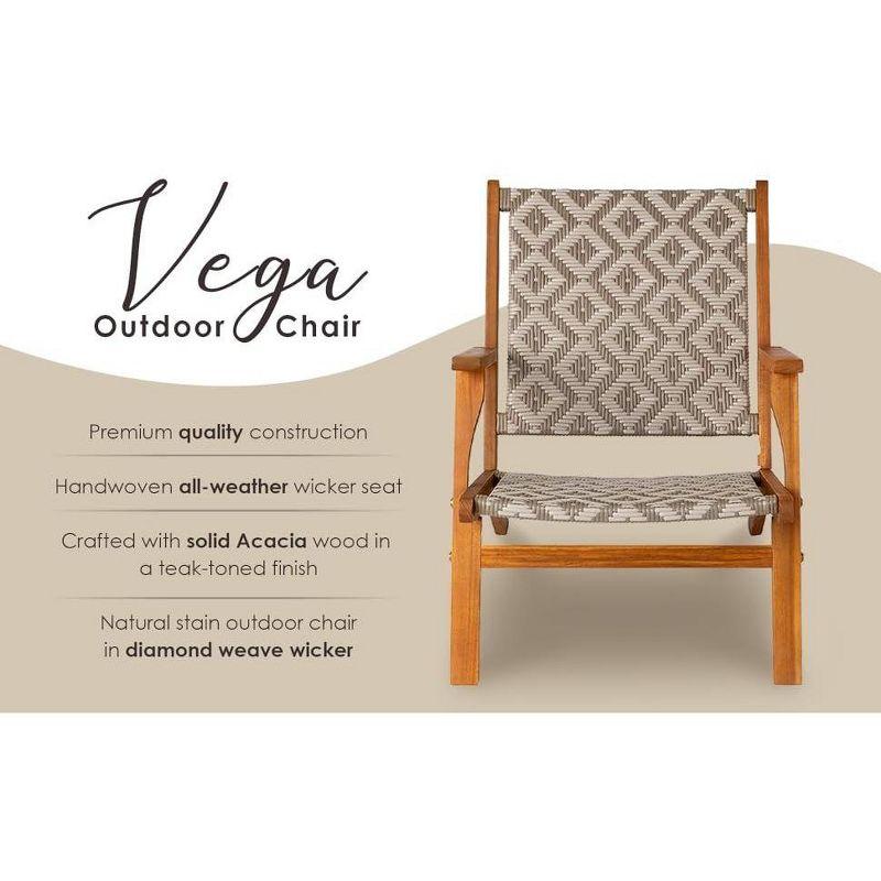 Balkene Home Patio Sense Vega Natural Stain Chair ,Acacia Wood Construction ,Woven Web Seat- Navy Blue Cording