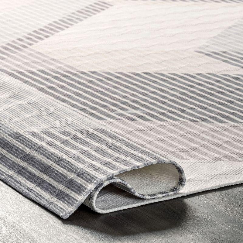 Nuloom Alesha Modern Striped Machine Washable Indoor Area Rug Beige 4' x 6'