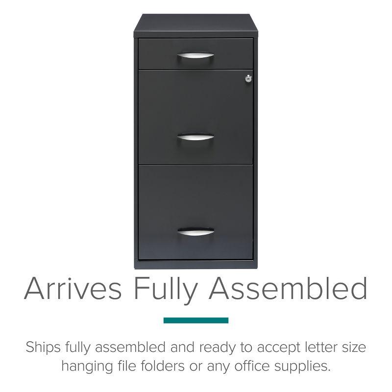 Space Solutions 18" Deep 3 Drawer Metal Organizer File Cabinet with Pencil Drawer Charcoal: Steel Vertical Storage
