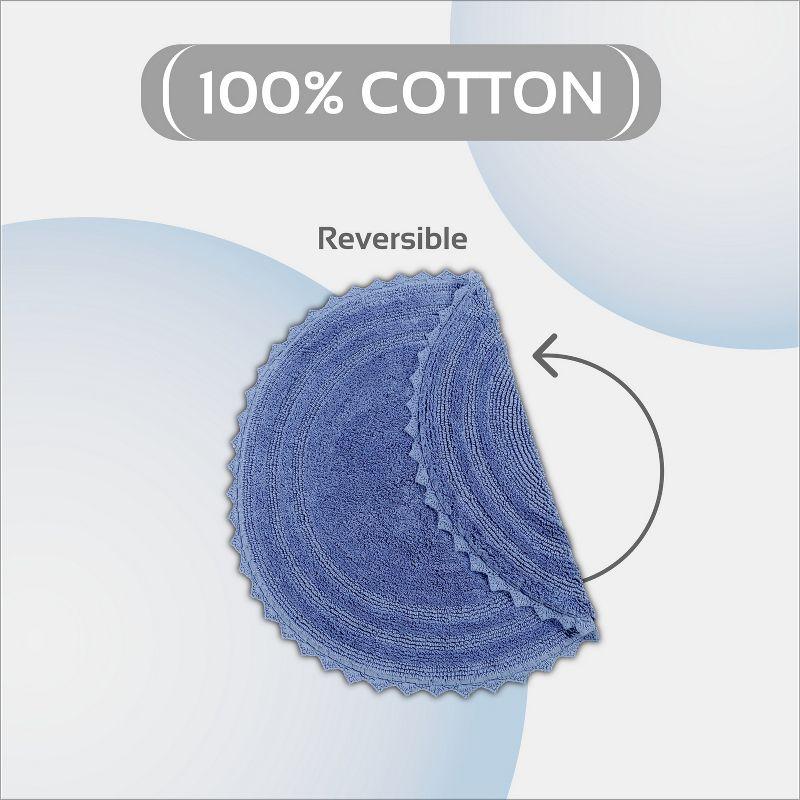 Better Trends Lilly Crochet 100% Cotton Tufted Reversible Bath Rug 30" Round - Blue