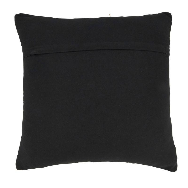 18"x18" Crafted Comfort Zig Zag Tassel Square Throw Pillow Black - Saro Lifestyle