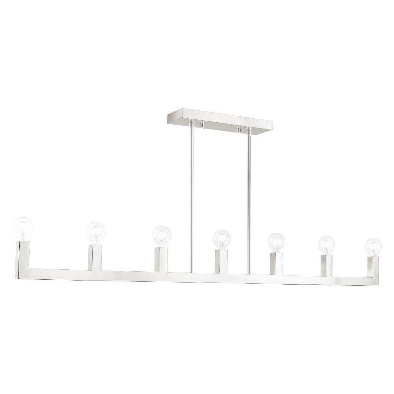 Brushed Nickel 7-Light Linear Chandelier with Tubular Arms