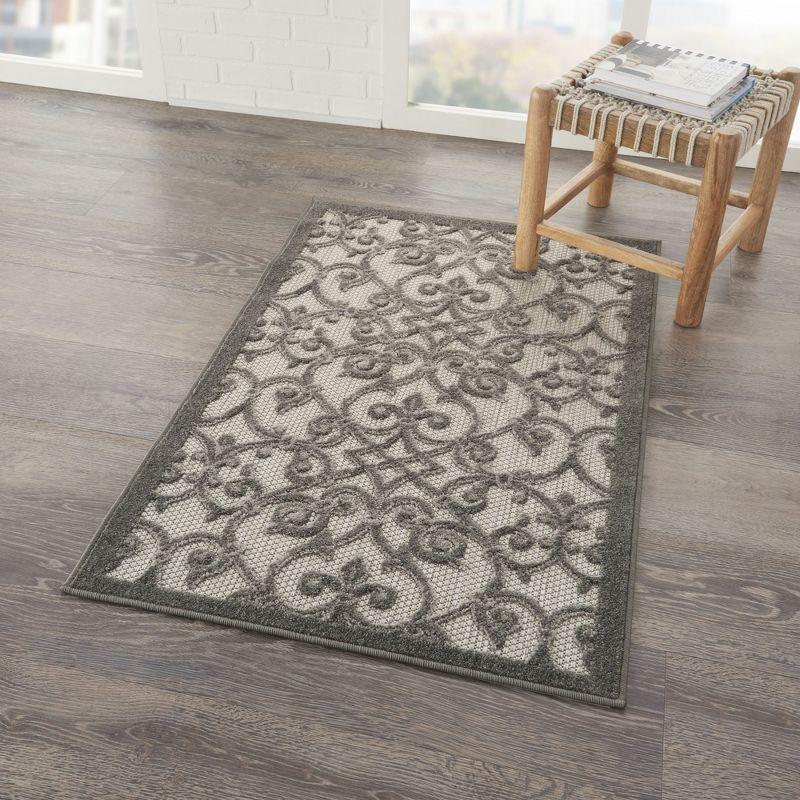 Grey and Charcoal Flat Woven Indoor/Outdoor Rug