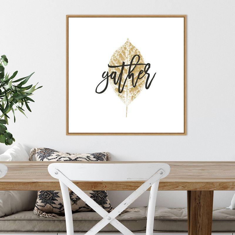 Gather Gold Leaf Print on Canvas with Maple Frame