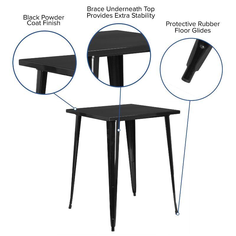 Flash Furniture Commercial Grade 31.5" Square Black Metal Indoor-Outdoor Bar Height Table