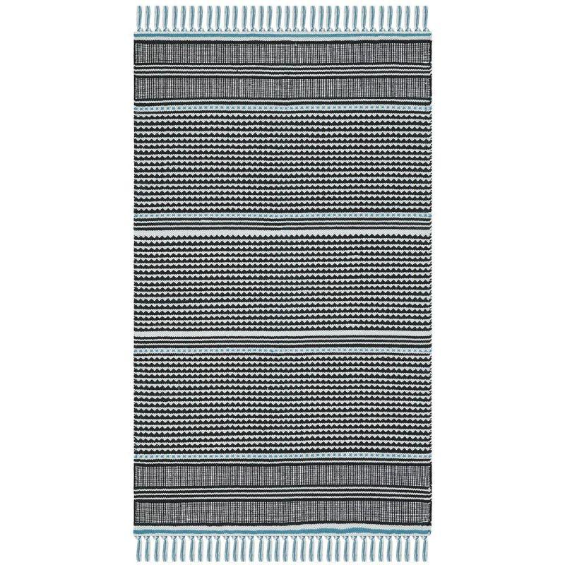 Turquoise Cascade Hand-Woven Cotton 8' x 10' Area Rug