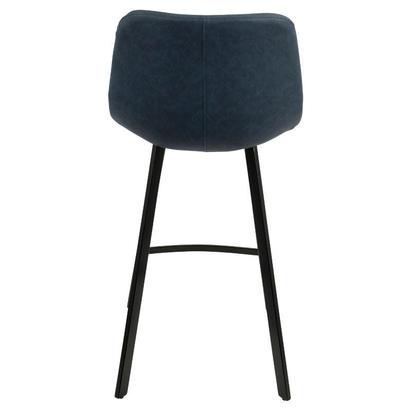 Set of 2 26" Outlaw Industrial Counter Height Barstool Blue - Lumisource: Faux Leather, Metal Legs, Footrest
