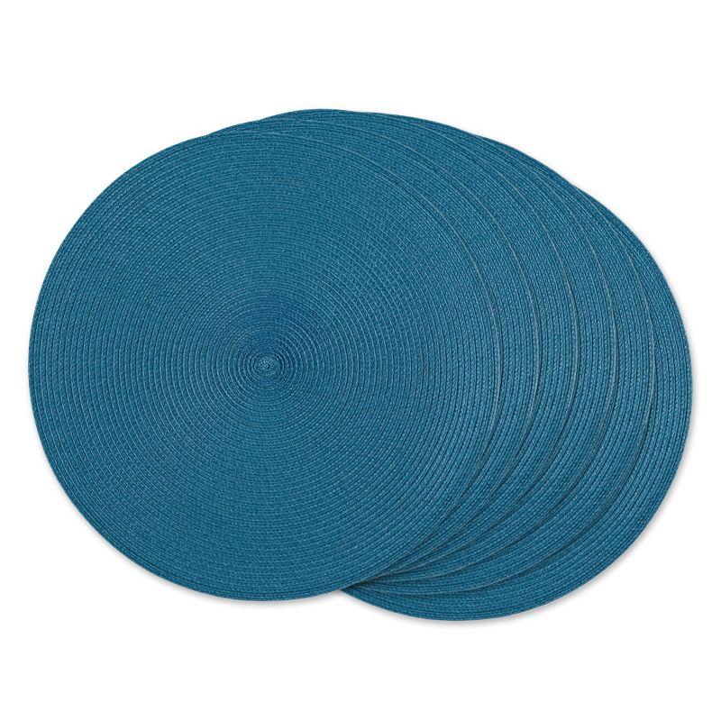 DII Solid Woven Placemat Set 6 Piece, Storm Blue, 15" Dia