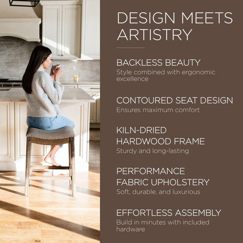 Maven Lane Maven Lane Adrien Backless Saddle Kitchen Stool with Fabric Upholstery