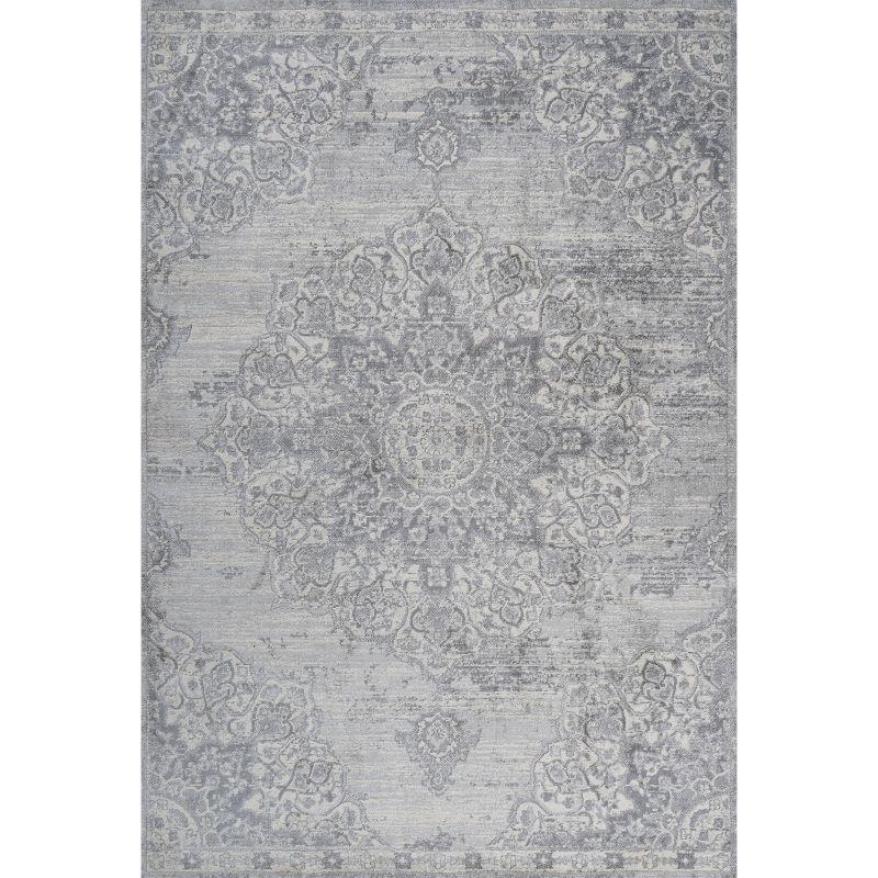 8' X 10' Modern Persian Vintage Moroccan Medallion Area Rug, Light Gray - JONATHAN Y