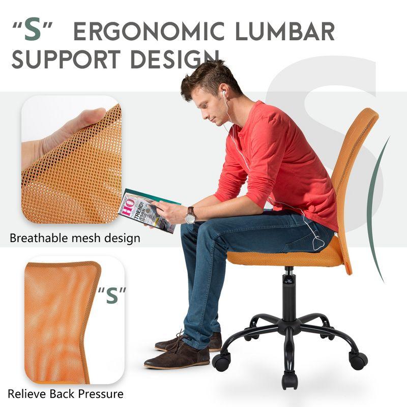 FDW Home Office Chair Mid Back Mesh Desk Chair Armless Computer Chair Rolling Swivel Chair with Lumbar Support