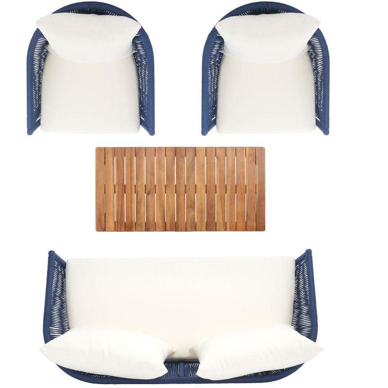 Velso 4 Pc Living Set - Indoor/Outdoor - PAT7072 - Navy/Beige - Safavieh