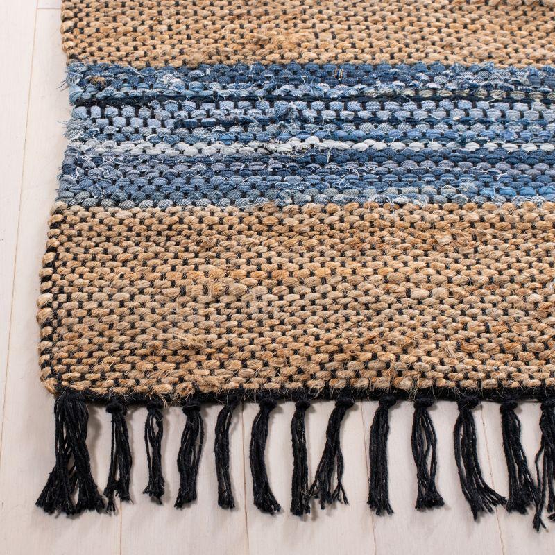 Vintage Leather W/ Fringes VTL602 Hand Woven Indoor Area Rug - Grey/Natural - 5'x8' - Safavieh