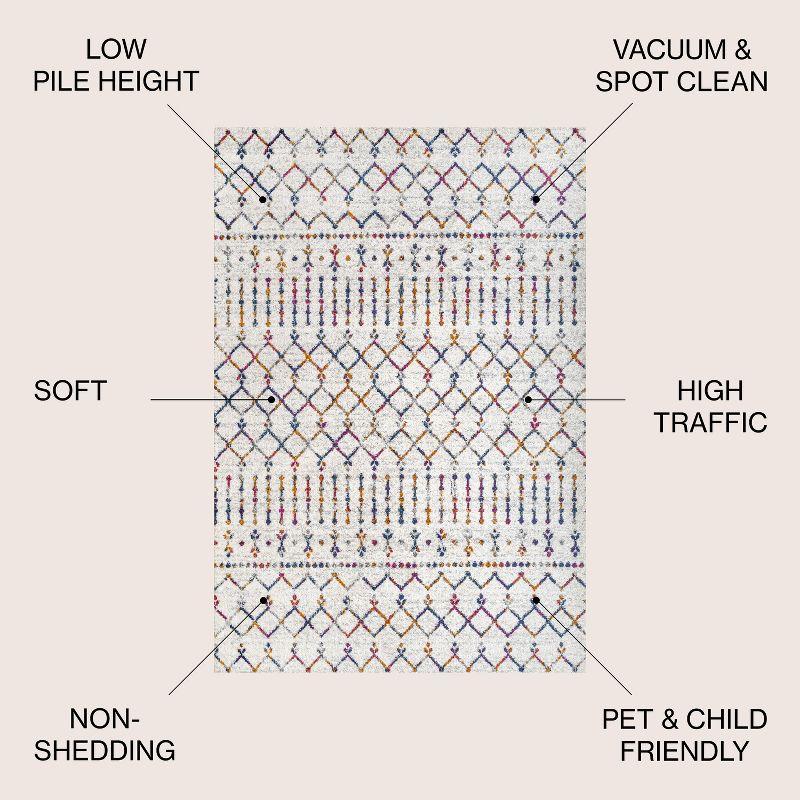 8'x10' Moroccan HYPE Boho Vintage Diamond Area Rug, Cream/Multi - JONATHAN Y
