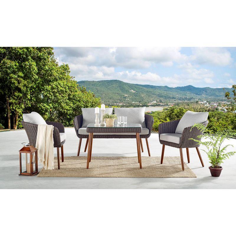 All-Weather Wicker Athens Outdoor Cocktail Table Brown - Alaterre Furniture