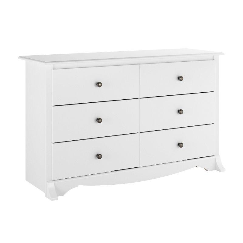 Prepac Monterey Dresser White: 6-Drawer Storage, Wood Composite, Bedroom Furniture, 29"H x 48"W