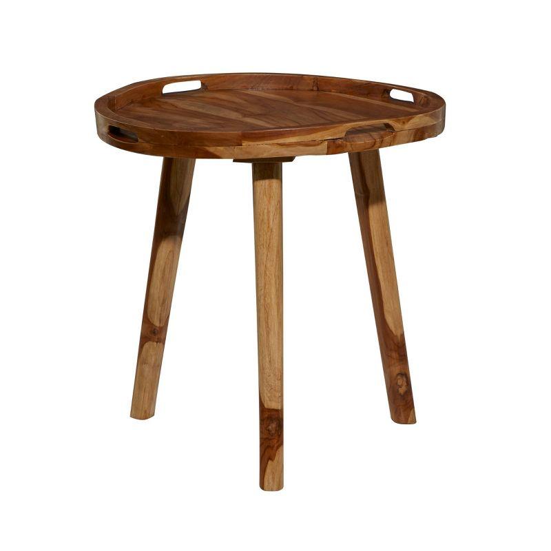 Contemporary Teak Wood Tray Accent Table Brown - Olivia & May