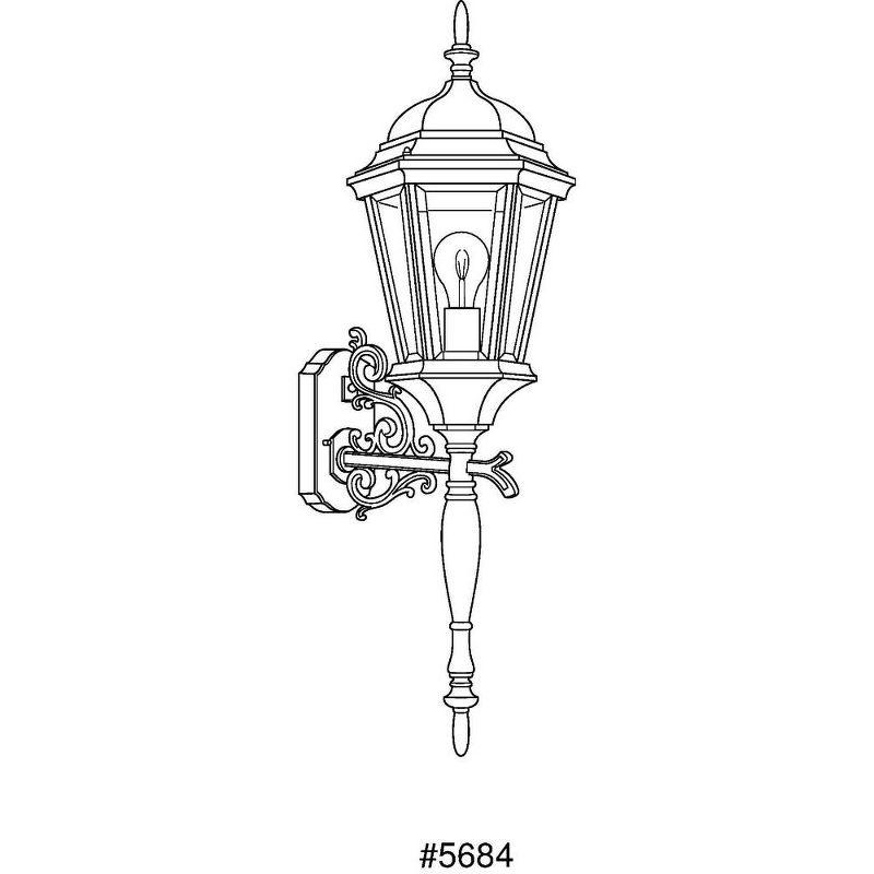 Progress Lighting, Welbourne, 1-Light Wall Lantern, Textured Black, Clear Beveled Glass, Ceramic Shade