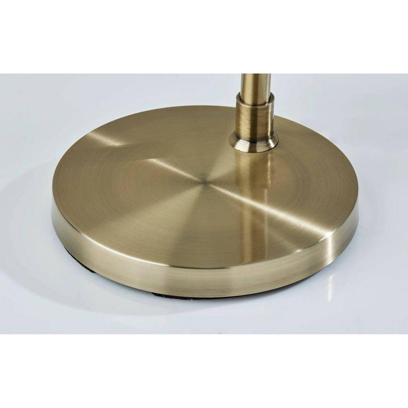 Adesso Hayes Floor Lamp Antique Brass: ETL Listed, Linen Drum Shade, Metal Body, Rotary Switch