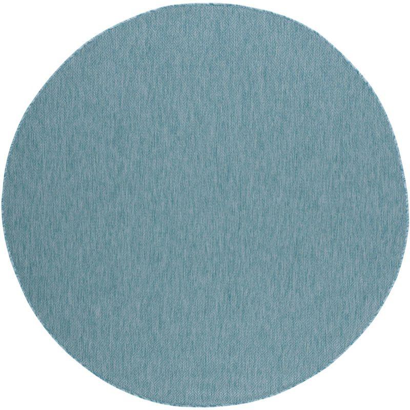 Courtyard CY8520 Power Loomed Indoor and Outdoor Area Rug - Aqua/Aqua - 5'3" Round - Safavieh