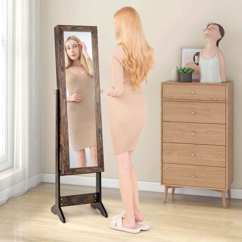 Costway Jewelry Mirrored Cabinet Armoire Organizer Storage Box with Stand Christmas Gift Coffee