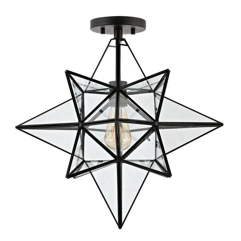 19" Black and Clear Mercury Glass Star-Shaped Flush Mount