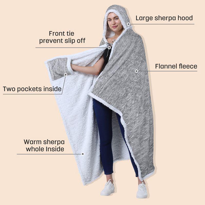 Catalonia Catalonia Sherpa Fleece Throw Cape, Wearable Blanket Wrap with Hand Pockets, Soft Lightweight Cozy