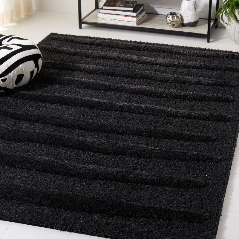 Charcoal Luxe Shag 4'x6' Hand-Knotted Synthetic Area Rug