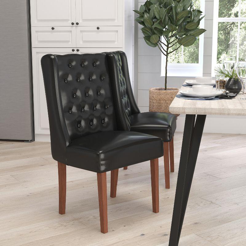 Elegant Black Faux Leather Upholstered Parsons Side Chair