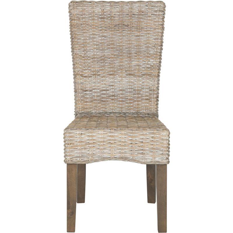 White Washed Rattan Cane Transitional Side Chair