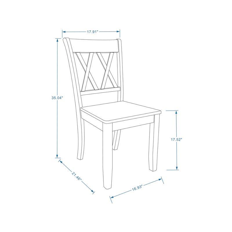 Sustainably-Sourced Cross Back Solid Wood Dining Chairs in White/Natural (Set of 2)