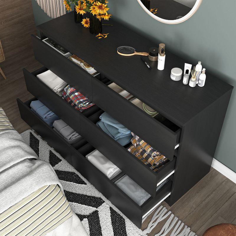 Hommoo 6 Drawer Double Dresser for Bedroom Black