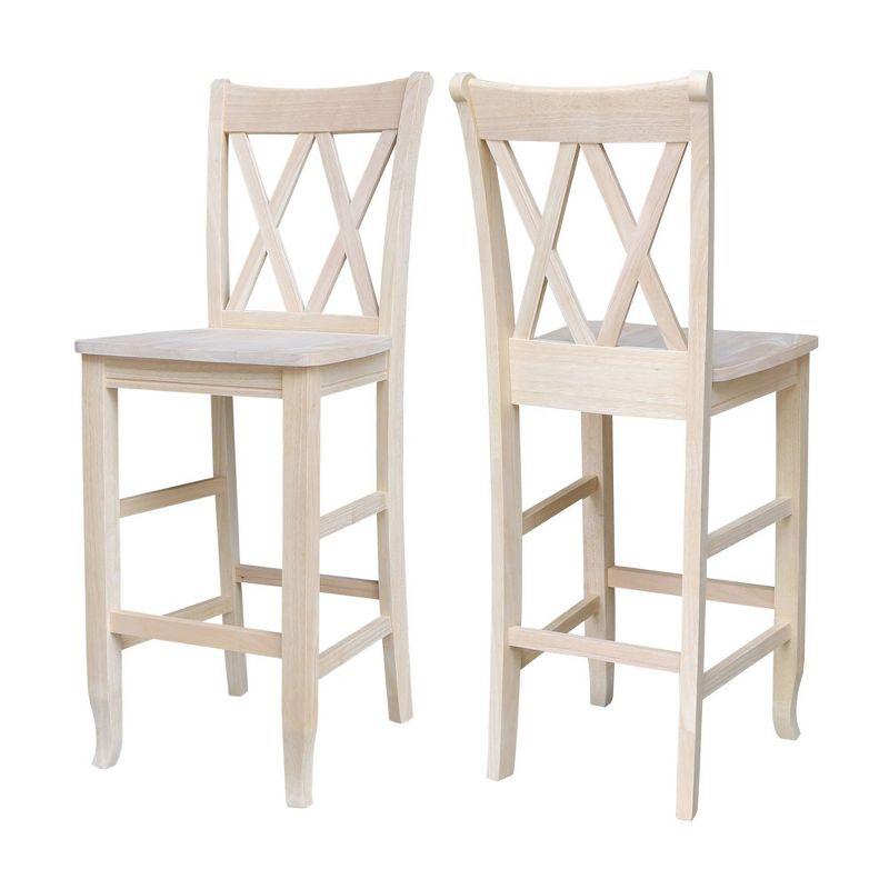 International Concepts 30" Double X Back Counter Height Barstool Unfinished: Solid Wood, Armless