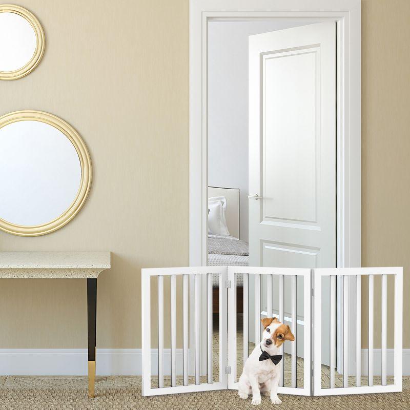 White 3-Panel Freestanding Plastic Pet Gate for Stairs and Doorways