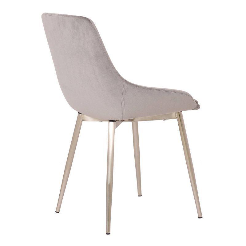Heidi Velvet Dining Accent Chair Gray - Armen Living: Chrome Legs, Soft Polyester Upholstery, Modern Style