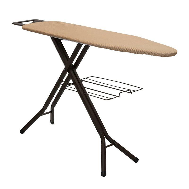 Deluxe Bronze Ironing Board with Iron Rest and Clothes Rack