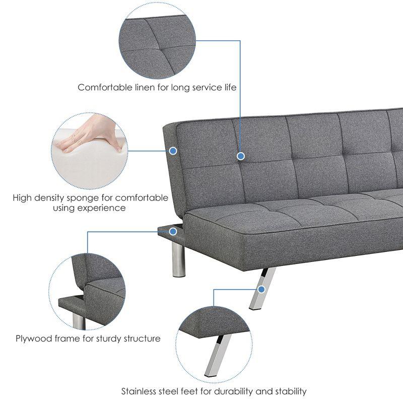 Costway Convertible Futon Sofa Bed Adjustable Sleeper with Stainless Steel Legs